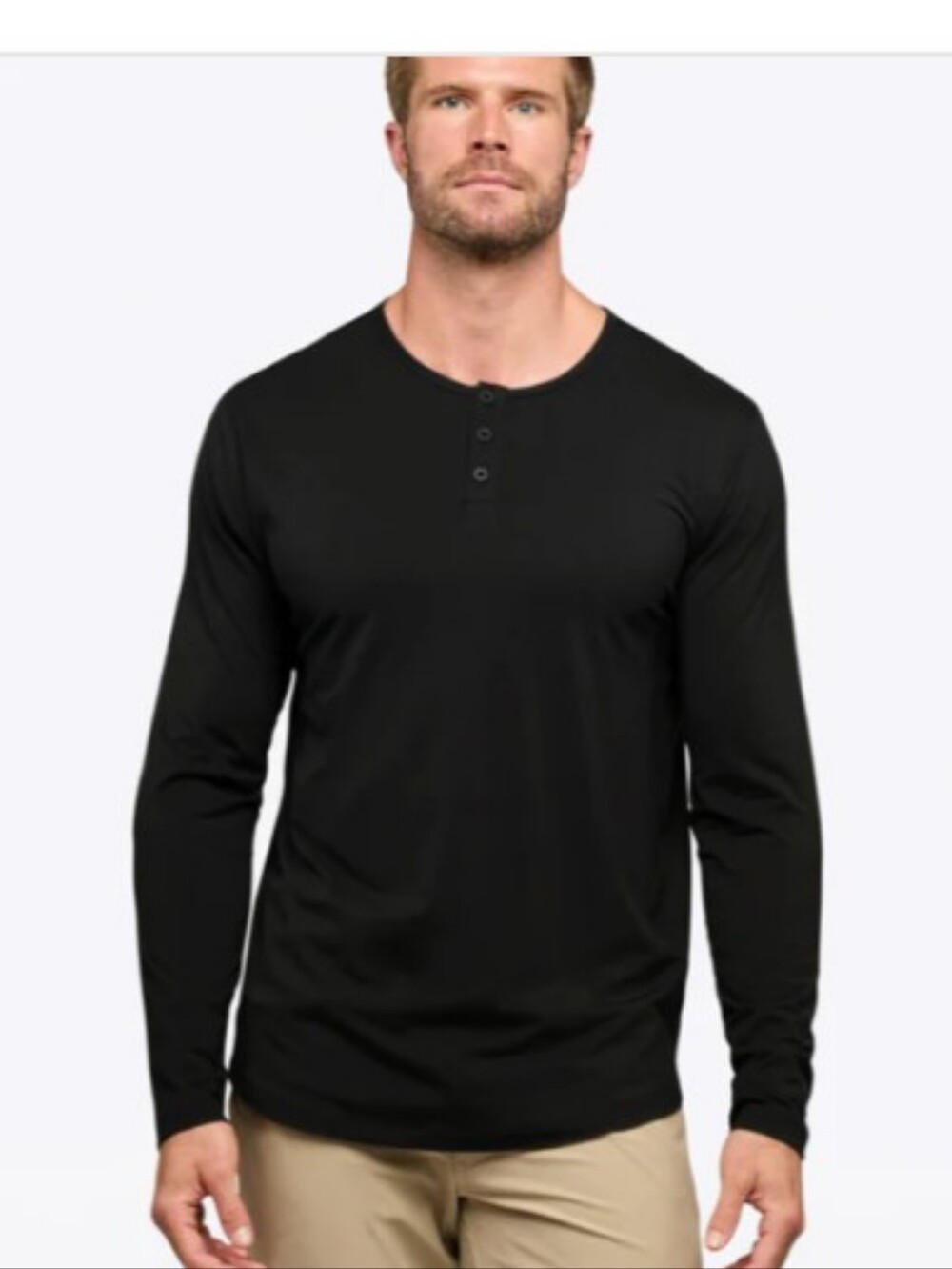 Cuts AO Split Hem Henley Long Sleeve